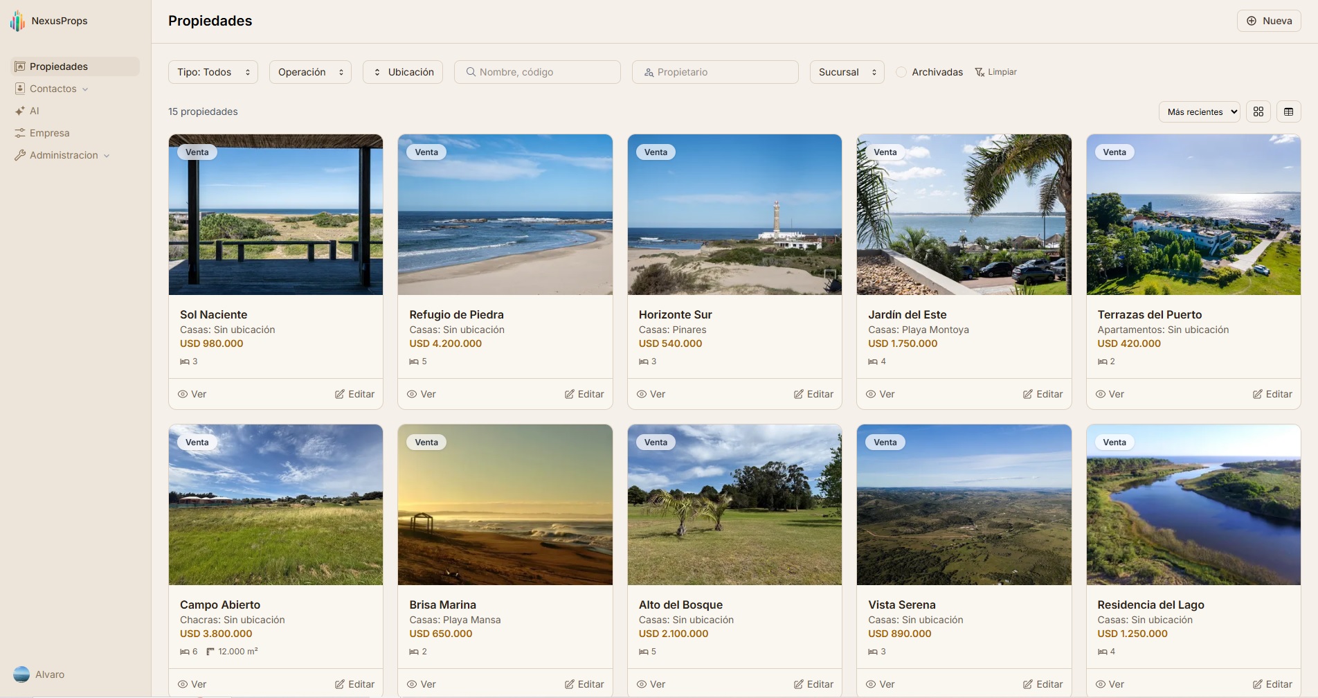 Dashboard de NexusProps